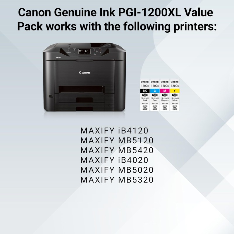 Canon PGI-1200 XL Genuine Four Color Value Pack, Compatible with