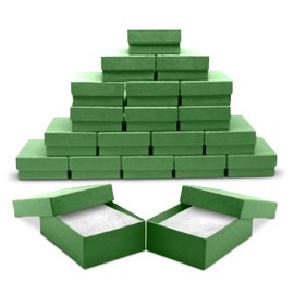 Novel Box 20 Pack Green Jewelry Gift Box 3x2.25x1in with Cotton Filled | Cardboard Jewelry Box | Gift Boxes with Lids Made in USA | Boxes for Bracelet Necklace Ring Earrings