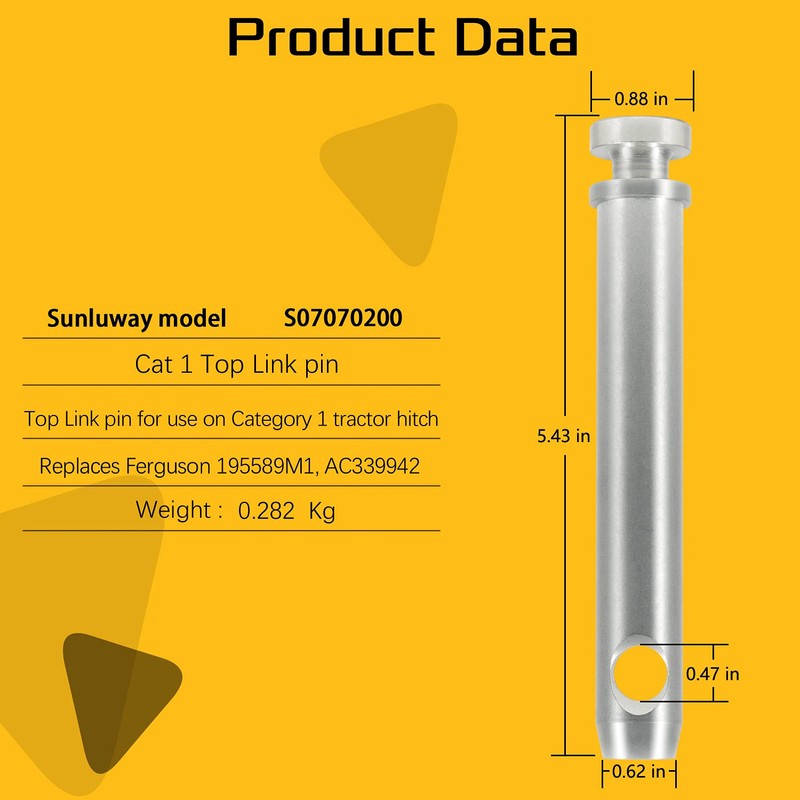 Upgraded 4 Pack S07070200 Cat 1 Top Link Pin 3/4