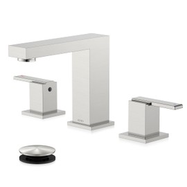 KENES Brushed Nickel Widespread Bathroom Faucet 2 Handle Bathroom Sink Faucet 3 Hole, 8-Inch 3 Pieces Vanity Faucet with Pop Up Drain & Supply Lines, KE-9050-P