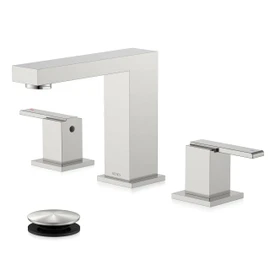 KENES Brushed Nickel Widespread Bathroom Faucet 2 Handle Bathroom Sink Faucet 3 Hole, 8-Inch 3 Pieces Vanity Faucet with Pop Up Drain & Supply Lines, KE-9050-P