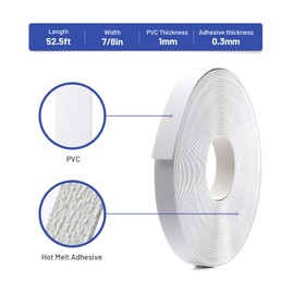 FAKILO PVC Edge Banding 7/8 inch x 50ft Veneer Edge Banding White with Hot Melt Adhesive Pre - glued Iron on Edging Tape Trim for Cabinet Plywood Repairs and Furniture Restoration