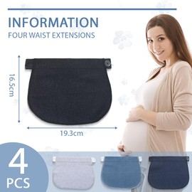 KEWUF Set of 4 trouser waistband extenders, hosenbunderweiterung, hosenerweiterung schwangerschaft, trouser extension with button extension, ideal for weight fluctuations and early pregnancy