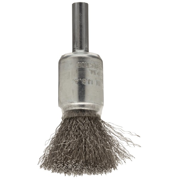 Weiler 11010 Coated Cup Crimped Wire End Brush 1/2", .006" Stainless Steel Fill, Made in the USA