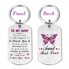 EE&YU Aunt Gifts Keyring - Best Auntie Birthday Gifts for Women, Aunt Gifts from Nephew Niece, I Love and Thank You Aunty Key Ring for Christmas