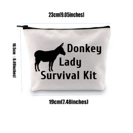 Donkey Lady Survival Kit Makeup Bag Donkey Lover Gift Cute Donkey Farm Cosmetics Bag Farmer Gift Donkey Mom Crazy Donkey Lady Gift