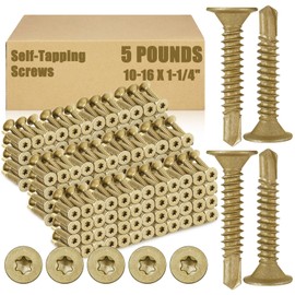 Yaocom 630 Pcs Wood to Metal Screws Bronze Self Drilling #10-16 x 1-1/4" Screws for Metal Self Tapping Wood to Metal Screws Wood Screws Metal Construction Screws
