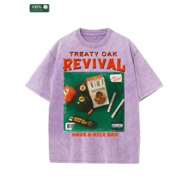 Men's US Stock Cotton Washed T Shirt Festival Gift American Classic Comfort All MatchColor: Purple, Size: L