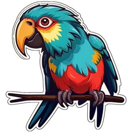 Cute Parrot Stickers for Water Bottle 3in, 3Pcs Waterproof Vinyl Kawaii Animal Stickers for Laptop Skateboard Scrapbooking Journal Luggage Bike Phone, Parrot Stickers for Kids Adults.(V3)