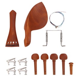 4/4 Violin Fittings 1Set Jujube Wood Violin Parts with Tailpiece Endpin Tuners Chin rest Screw Tuning Pegs Tail Gut (A + String)
