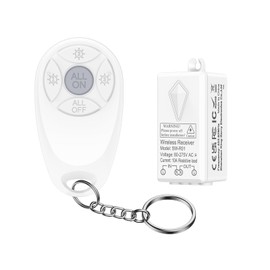 Thinkbee Wireless Light Switch and Receiver Kit, Mini Remote Control Switch with 3 Keys & All On/Off Buttons for Ceiling Lights, Lamps, Lighting Fixture, No Wiring No WiFi Needed, 300ft RF Range
