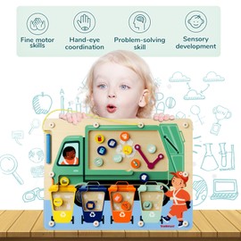 TOP BRIGHT Wooden Magnetic Maze Board for 3 4 5 Years Old, Wooden Activity Board, Learning Color Recognition Magnetic Beads Fine Motor Toys for Kids Age 3+ Years Old Boy Girl