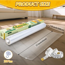 Anti Cat Scratch Furniture Protector, 17 x 118 inch Self-Adhesive Couch Protector for Cat Claws, Heavy Duty Couch Cover Furniture Protectors from Cats Scratching Tape for Sofa, Corner, Door, Chair