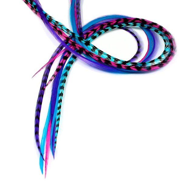 Real Feather Hair Extensions 8 Pack + Rings/Loop (Cupcake)