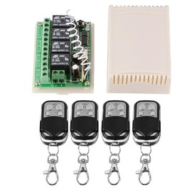 DC 12 V Wireless Radio Remote Control Switch, 433 MHz RF Relay Receiver Module with 4 Transmitters for Smart Home Remote Switch
