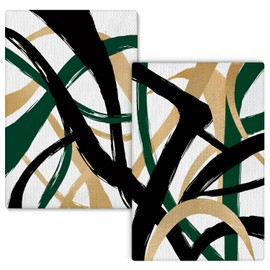 Fuasei Modern Black and Gold Kitchen Towels, Abstract Black White and Gold Hand Towels for Bathroom Decor, Minimalist Dish Towels for Kitchen Decor, 16x24 Inch (Set of 2)(Style 10)