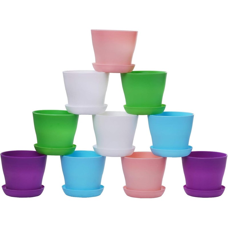 MUETKNYE 10 Pcs Plastic Planters Indoor Pots, Mini Flower Seedlings
