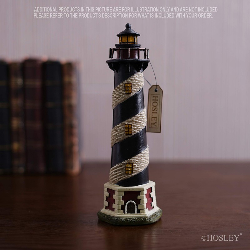 Hosley 8 Inch Tall Tabletop Resin Lighthouse Blinking Tower Light
