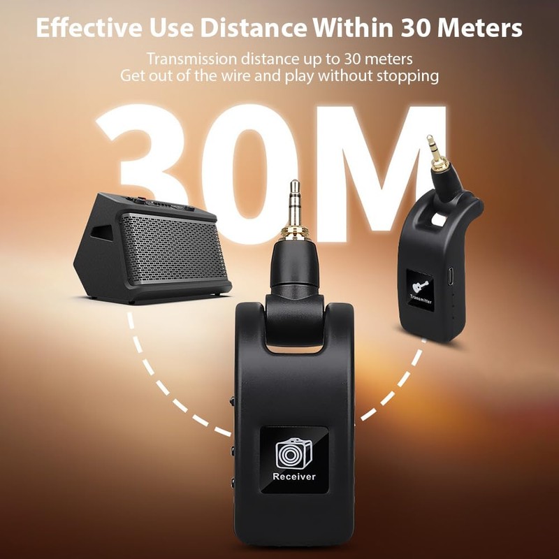 summina 2.4G Wireless Guitar System Rechargeable Portable Transmitter Receiver Set