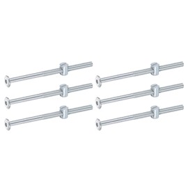 sourcing map 6Pcs Bed Frame Bolts, M6 x 100mm Hex Socket Head Screws Bolts Barrel Nuts Bunk Bed Bolt Furniture Screws with Slotted Head Barrel Nut for Chairs Cots, Silver