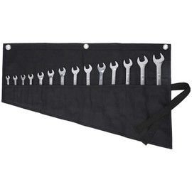 Tools Storage Pouch, Heavy Duty 16oz Waxed Canvas Roll-Up Wrench & Tool Pouch, Metric or SAE, Multi-Purpose - Black