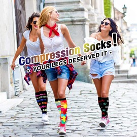 Calcetines de compresión para hombre y mujer, ideales para correr, deportes médicos, atletismo, enfermera., 8 Pairs-01, S/M (US Women 5.5-8.5/US Men 5-9)