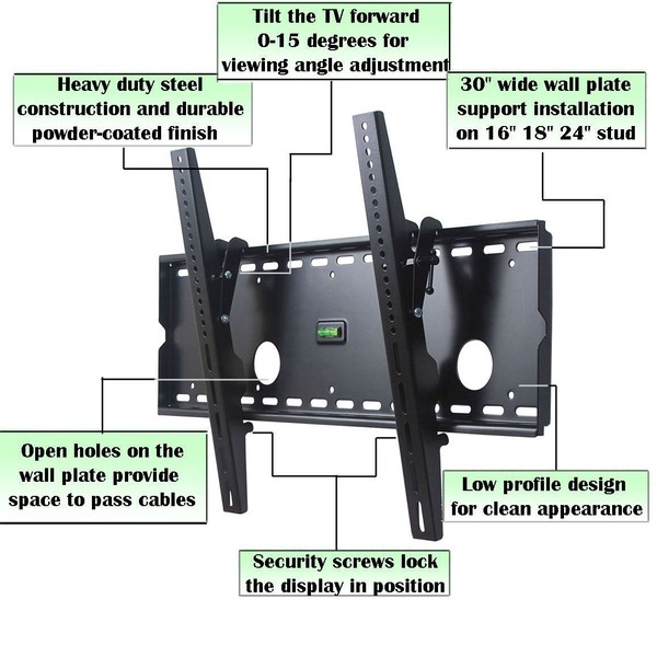 VideoSecu Low Profile Black Tilt Tilting TV Wall Mount Bracket