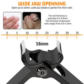 Mintiml Toenail Clippers for Thick Nails, Fingernail with Wide Jaw Opening for Seniors, High Performance Stainless Steel Toenail Clippers, 15mm Extra Large Professional Toenail Cutter