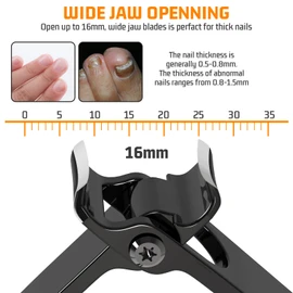 Mintiml Toenail Clippers for Thick Nails, Fingernail with Wide Jaw Opening for Seniors, High Performance Stainless Steel Toenail Clippers, 15mm Extra Large Professional Toenail Cutter