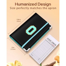 Slohif Server Book for Waitress Alphabet Serving Books with Zipper Pocket Accessories Leather Server Check Book Restaurant Waiter Wallet Server Booklet Ticket Book Holder Blue O