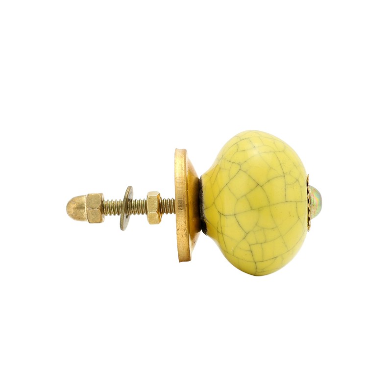 Rasiya Art Yellow Drawer Ceramic Knobs - Handmade Ceramic Dresser