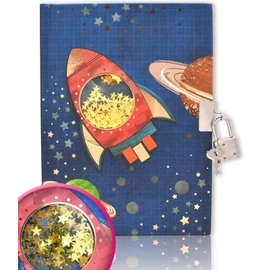 GINMLYDA Boys Diary with Lock for Kids, Spacecraft Diaries 7.1x5.3 inches 160 Pages Cute Boy Journal Secret Notebook with Lock and Key for Little Kid Writing Drawing Gift for Pre school Age 6,8,12