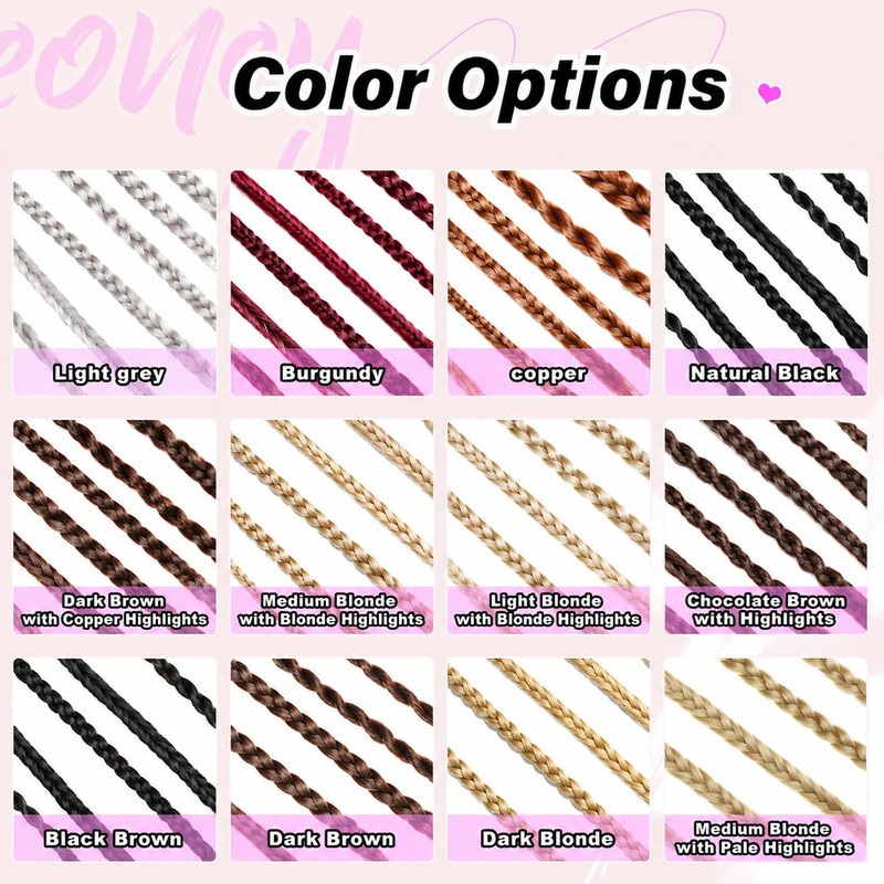 6PCS Braided Hair Extensions, 14 Inch Clip in Synthetic Braid