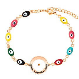 Yongxu Multicolor Enamel Mustard Seed Evil Eye Adjustable Bracelet Engraved with Nothing is Impossible with God, Faith Jewelry for Christian Ideal for Christmas Easter