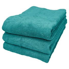 8-Year Towel Bath Towel 23.6 x 51.2 inches (60 x 130 cm), 100% Cotton, Thin, Quick Drying, Highly Absorbent, Durable, Lightweight, Commercial Use, Not Bulky, Turquoise, Set of 3