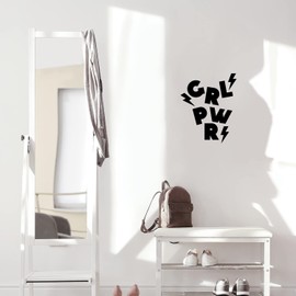 Vinyl Wall Art Decal - Girl Power - 15" x 12" - Modern Inspirational Feminine Cool Thunder Design Quote Sticker for Home Office Bedroom Closet Boutique Beauty Saloon Decor (Black)