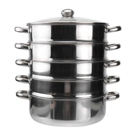 Hemoton Stainless Steel Steamer Pot with Lid, 5-Layer Composite Bottom Steaming Pot,Cooking Steam BoilerMultifunctional Stockpot for Cooking Vegetables Soup and More