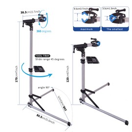 Petra Sports BikeDoc Foldable Bicycle Maintenance Stand. Portable, Height Adjustable Mechanics Work Repair Stand w/Convenient Tool Tray & 360° Quick Release Clamp. Supports Up To 66Lbs.