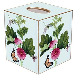 Pink Peony Butterfly Home Décor Handmade Paper Mache Tissue Box Cover