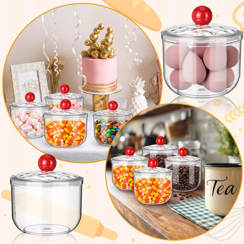 Rtteri 6 Pack Clear Candy and Cookie Jars with Airtight