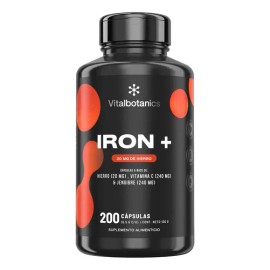 Vital Botanics Hierro Suplemento Vitamina Jengibre 200 Cápsulas Multivitamínico Hombre Mujer Aditivos Gluten