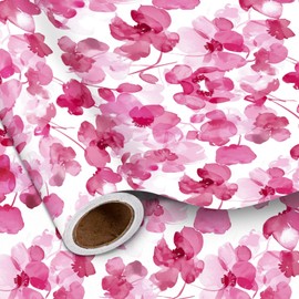 LeZakaa Floral Wrapping Paper Roll for Girls Women, Pink Flower Gift Wrap for Spring, Birthday, Wedding, Bridal Shower, Engagement Party, Anniversary, Mother's Day，Mini Roll, 17 inches x 16.4 Feet