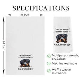 Geqtt Funny Rottweiler Dish Towels - Rottweiler Decorative Waffle Weave Kitchen Towels, Hand Towel, Tea Towel (16×24 Inches)