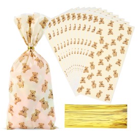 Docvania Cello Cellophane Treat Gift Bags, Holiday Cellophane Bags, Cookie Bags, 5 X 11 inch Candy Bags with Ties, 100 Gift Bags for Mother's Day, Valentine's Day, Christmas, Birthday Parties, Weddings