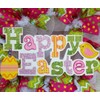 Glittering Happy Easter Wreath with Chick and Dangling Egg Deco