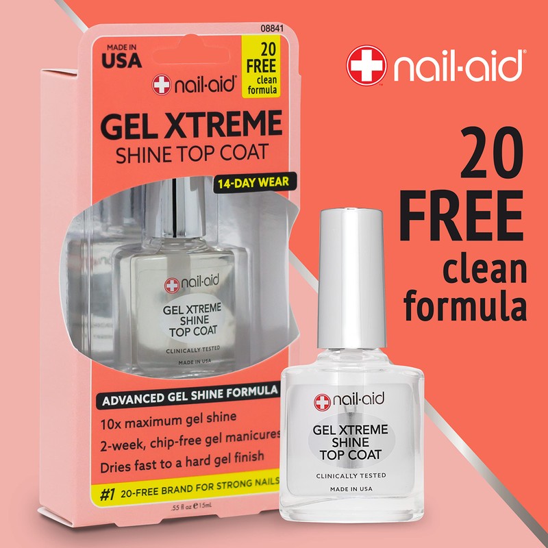 NAIL-AID Gel Xtreme Shine Top Coat, Clear, 0.55 Fluid Ounce