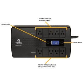 Vertiv Liebert PST5 660VA 400W UPS with Battery Backup & Surge Protection, Eight outlets and a Three-Year, Full Unit Warranty (PST5-660MT120)