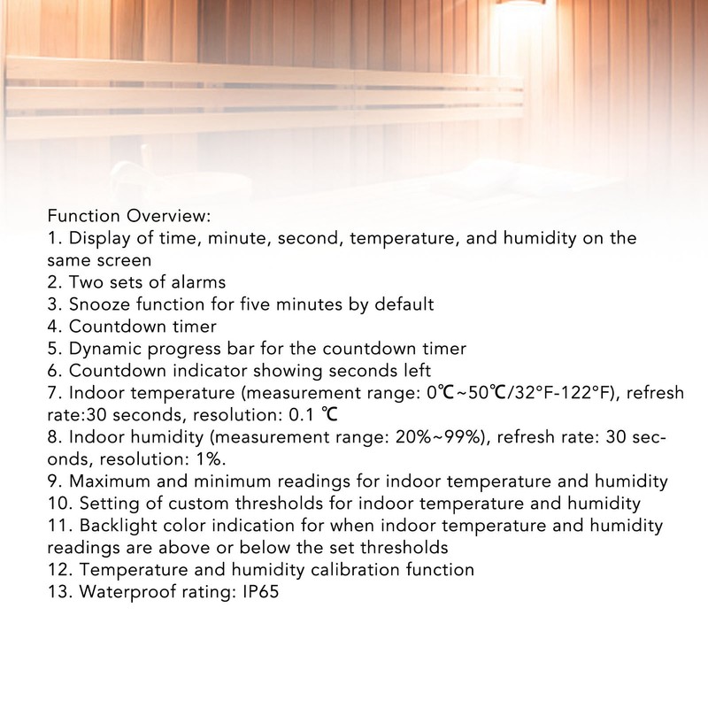 5inch Digital Hygrometer Indoor Thermometer with Backlight Accuracy Calibration IP65