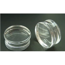 Overgauged PAIR OF CLEAR 1/2" INCH 12.5MM DOUBLE FLARED PLUGS BODY JEWELRY PLUG GAUGES