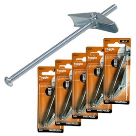 5 Pack Heavy Duty Drywall Anchors & Screws Toggle Bolts and Wing Nuts Set for Hollow Drywall Anchors Bolts Screws Hanging Lamps Heavy Items 1/4" x 3” Long 90 lbs Capacity